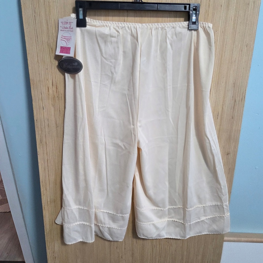 Vintage Wondermaid Clip It Culotte‎ Slip Ivory Cream Non Cling Style 1918 Large